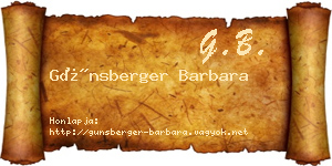 Günsberger Barbara névjegykártya