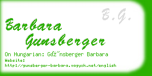 barbara gunsberger business card